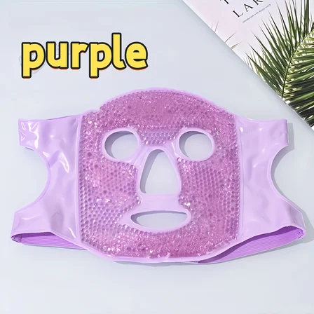 Terapi Jel Yüz Maskesi Soğuk Ve Sıcak Boncuklu Ayarlanabilir Maske (Mor) ( Lisinya )