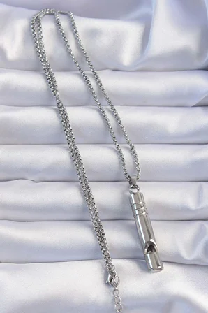 Acil Durum Düdüğü 316L Çelik Kararma Yapmaz Yüksek Desibel Kolye Unisex - Lisinya