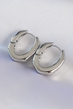 Pirinç Gümüş Renk Kalın Kemik Model Küpe - Lisinya