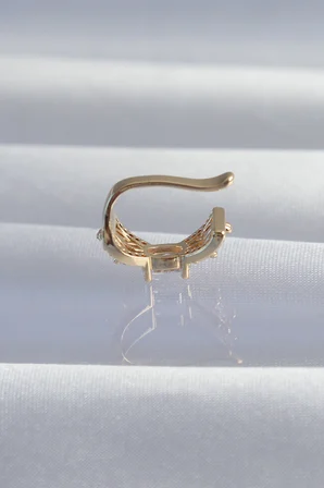 Pirinç Gold Renk Zirkon Taş Kaplama Earcuff Küpe - Lisinya