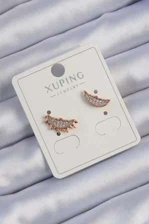 Xuping Rose Renk Zirkon Taşlı Ay ve Güneş Tasarımlı Küpe - Lisinya