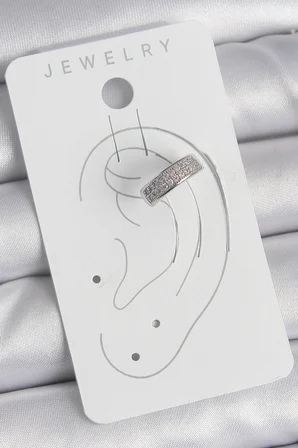 Pirinç Gümüş Renk Zirkon Taşlı Kıkırdak Model Kadın Küpe - Lisinya