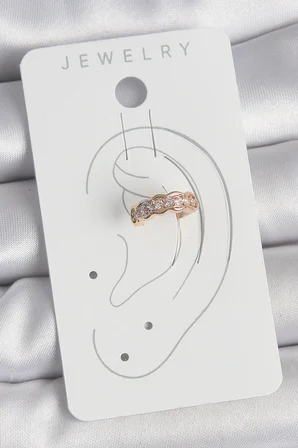 Pirinç Gold Renk Zirkon Taşlı Kadın Kıkırdak Küpe - Lisinya