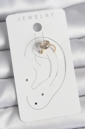 Pirinç Gold Renk Zirkon Taşlı Kadın Kıkırdak Küpe - Lisinya