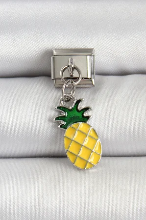 316L Çelik Gümüş Renk Ananas Model Nomination Charm - Lisinya