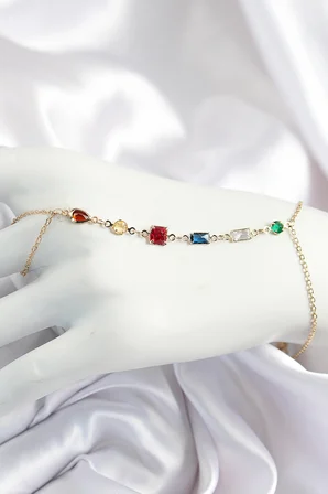 Pirinç Renkli Zirkon Taşlı Y Model Gold Renk Kadın Şahmeran - Lisinya