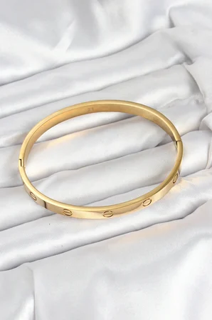 316L Çelik Gold Renk 65 mm Kadın Kelepçe Bileklik - Lisinya