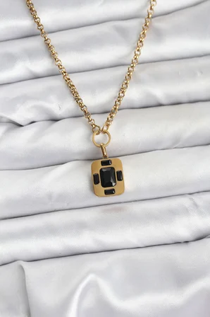 316L Çelik Zincir Gold Renk Vintage Model Kadın Kolye - Lisinya