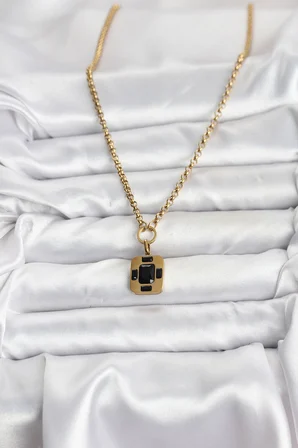 316L Çelik Zincir Gold Renk Vintage Model Kadın Kolye - Lisinya