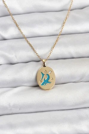 316L Çelik Zincir Gold Renk Shark Figür Kadın Kolye - Lisinya