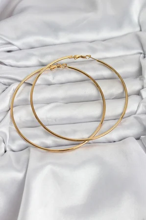 316L Çelik Gold Renk 75 mm Halka Küpe - Lisinya