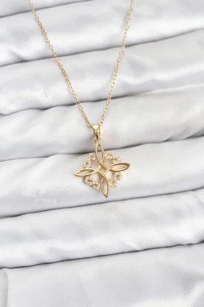 316L Çelik Zincir Gold Renk Sonsuzluk Model Zirkon Taşlı Kadın Kolye - Lisinya