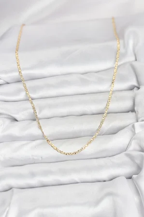 CM 14K Gold Renk Pirinç Lazer Model 60 cm Kadın Kolye - Lisinya