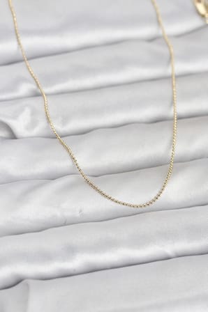 CM 14K Gold Renk İnce Top Zincirli 60 cm Kadın Kolye - Lisinya