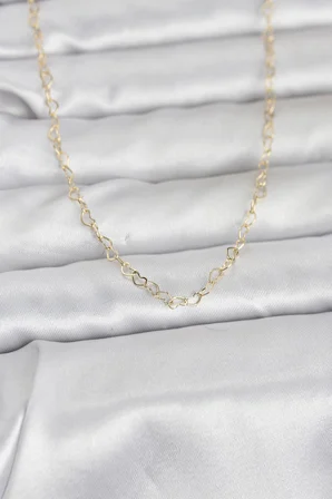 CM 14K Gold Renk Kalp Zincirli 60 cm Kadın Kolye - Lisinya