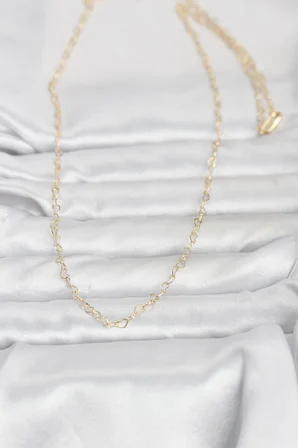 CM 14K Gold Renk Kalp Zincirli 60 cm Kadın Kolye - Lisinya