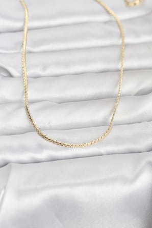 CM 14K Gold Renk Yassı Zincir Model 60 cm Kadın Kolye - Lisinya