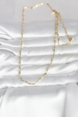 CM 14K Gold Renk İnce Ataç Zincir Model 60 cm Kadın Kolye - Lisinya