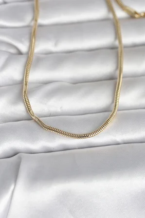 CM 14K Gold Renk Yılan Zincir Model 60 cm Kadın Kolye - Lisinya