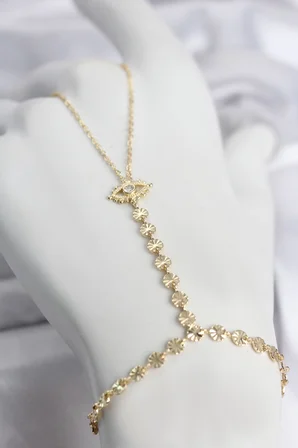 Gold Renk Pirinç Zirkon Taşlı Göz Model Şahmeran - Lisinya