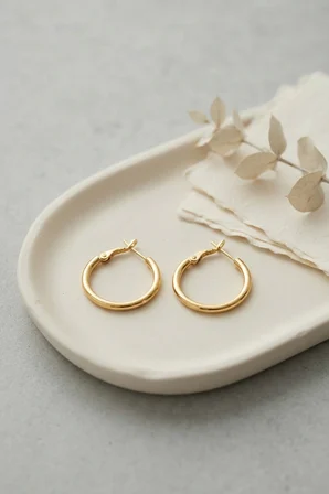 316L Çelik Gold Renk 22 mm Halka Küpe - Lisinya