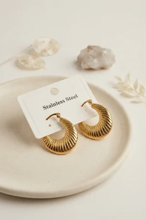 316L Çelik Gold Renk Halka Model Küpe - Lisinya