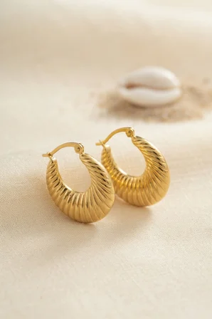 316L Çelik Gold Renk Halka Model Küpe - Lisinya