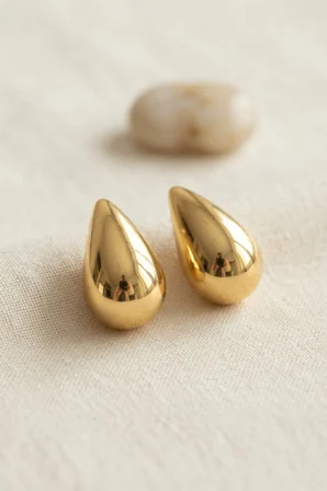 316L Çelik Gold Renk Damla Model Küpe - Lisinya