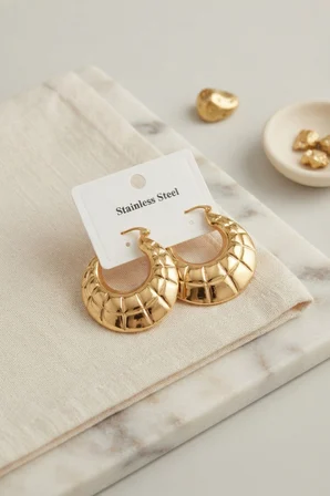 316L Çelik Gold Renk Bohem Halka Model Küpe - Lisinya