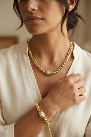 Xuping Singapur Zincir Model Kolye ve Bileklik Set - Lisinya