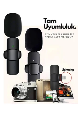 Type-C Çiftli Kablosuz Yaka Mikrofon Seti Telefon Vlog Canlı Yayın TikTok YouTube Uyumlu ( Lisinya )
