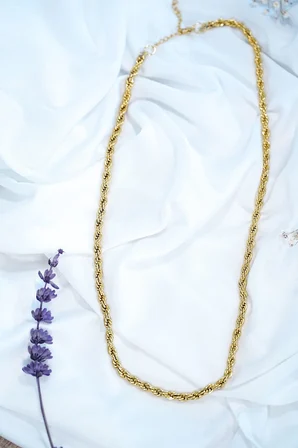 5mm Kalın Burgu Altın Renk Çelik Kolye Unisex Paslanmaz Kaliteli