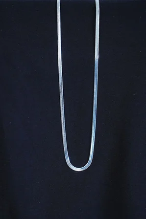 İtalyan Çelik Kolye 45cm 4mm Paslanmaz Gümüş