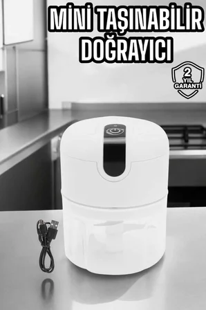 Şarjlı Mini El Rondosu Doğrayıcı Taşınabilir 250 ml Çelik Bıçaklı - Lisinya