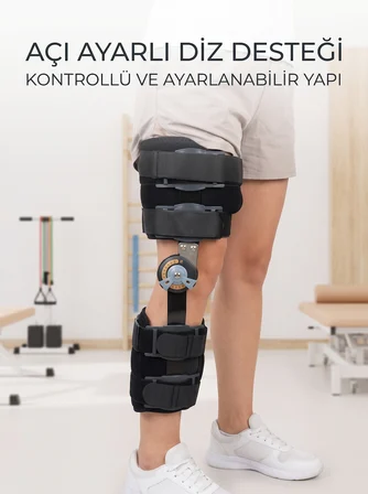 Kısa Açı Ayarlı Dizlik Menteşeli Ortopedik Diz Desteği Ayarlanabilir Sabitlemeli - Lisinya