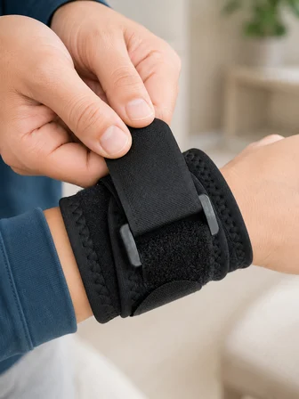 Siyah Bilek Destekliği Cırtlı Ayarlanabilir Bilek Bandı Spor ve Günlük Kullanım - Lisinya