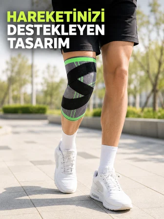 Sporcu Dizliği Çapraz Bant Destekli Nefes Alabilen Esnek Örme Dizlik - Lisinya