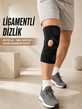 Ligament Destekli Dizlik Ayarlanabilir Cırtlı Açık Patella Diz Destekliği - Lisinya