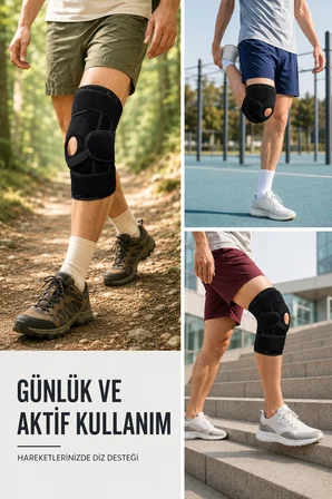 Patella Destekli Ligamentli Dizlik Ayarlanabilir Cırtlı Silikon Pedli Diz Desteği - Lisinya