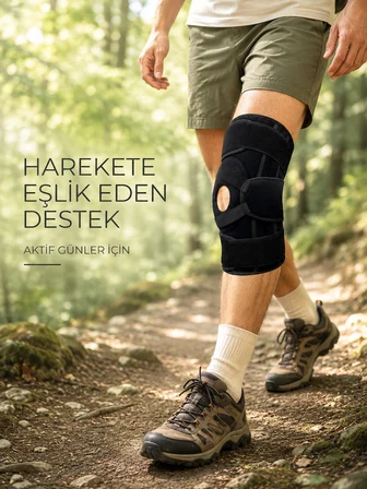 Ligamentli Patella Dizlik Silikon Pedli Yan Destekli Ayarlanabilir Sporcu Dizliği - Lisinya