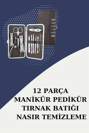 12 Parça Paslanmaz Çelik Kompakt ve Taşınabilir Manikür Makası Tırnak Makası - Lisinya