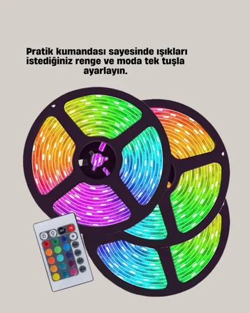 Smart Şerit LED Kumandalı USB Enerjili Suya Dayanıklı Dekoratif Aydınlatma - Lisinya