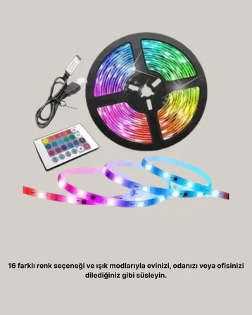 Smart Şerit LED Kumandalı USB Enerjili Suya Dayanıklı Dekoratif Aydınlatma - Lisinya