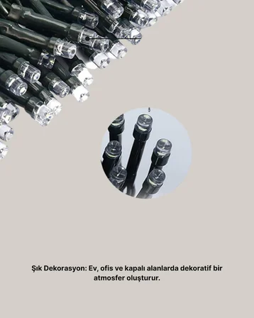 Animasyonlu LED Işıklı 10 Metre Uzaktan Kumandalı Dekoratif Işık - Lisinya