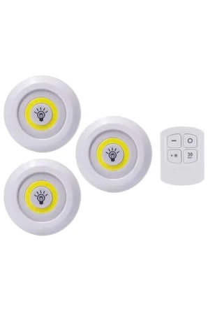 Led Lamba 3'lü Uzaktan Kumandalı Yapışkanlı - Lisinya