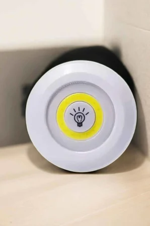 Spot Lamba Led Işık 3'lü Uzaktan Kumandalı Pilli Yapışkanlı Kablosuz - Lisinya