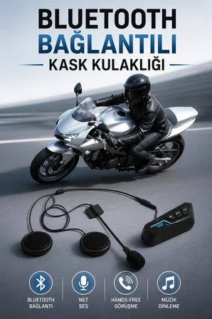 Kask Kulaklığı Motosiklet Intercom Interkom Dinleme Konuşma Özellikli Su Geçirmez - Lisinya
