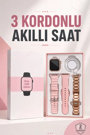 Akıllı Saat Amoled Ekran 3 Kordonlu Aksesuar Hediyeli Sesli Görüşme - Lisinya