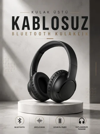 Kulak Üstü Kablosuz Bluetooth Kulaklık Yüksek Ses Kaliteli ANC Özelliği - Lisinya