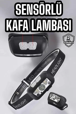 Kafa Lambası Kamp Lambası Sensörlü Şarjlı Ayarlanabilir - Lisinya
